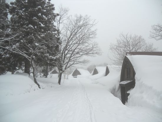 雪の中の森の家コテージ.JPG